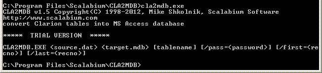 Command line (console) mode for cla2mdb